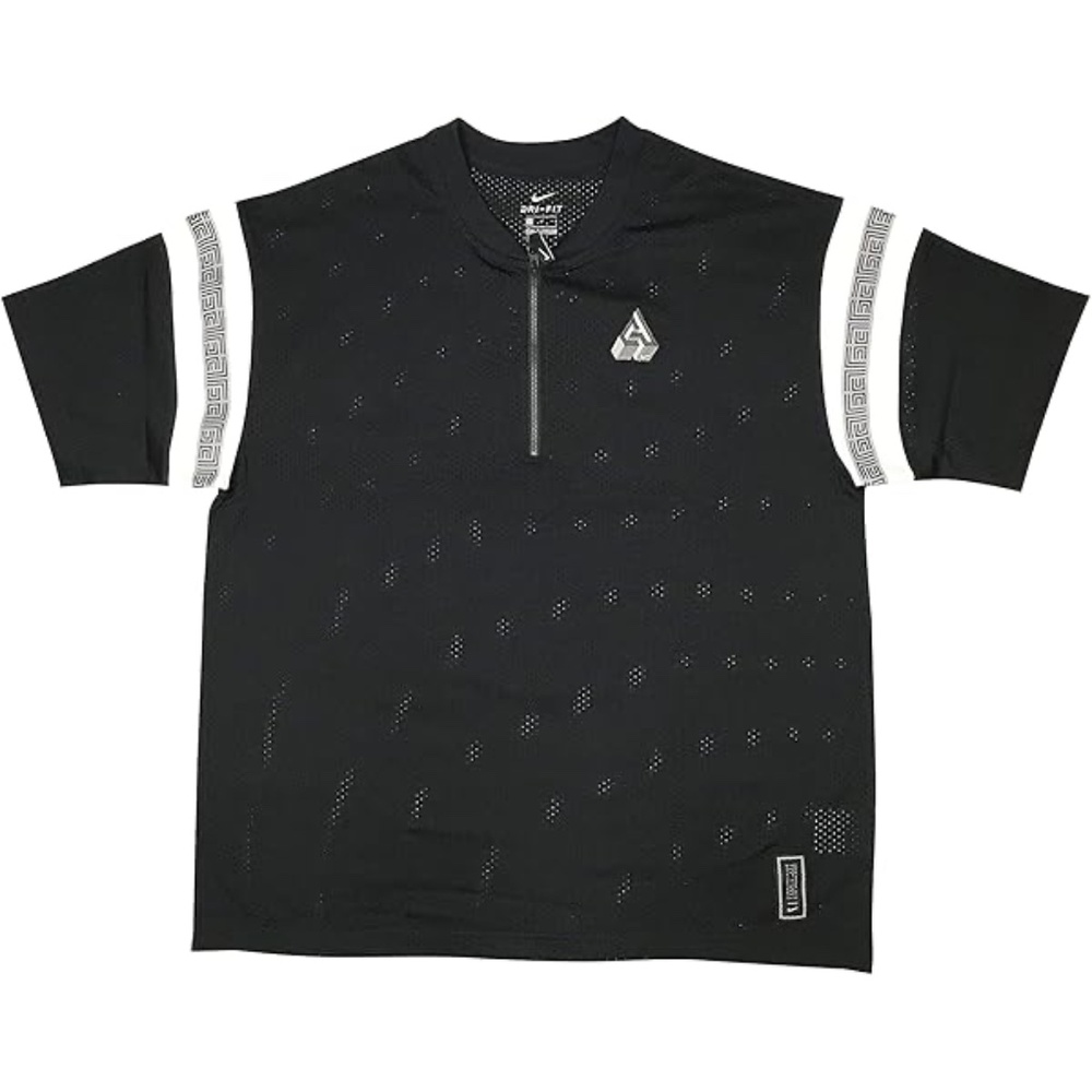 Nike Basketball Giannis 1/4 Zip Short Sleeve Shirt CK6296-010 (Black/White)